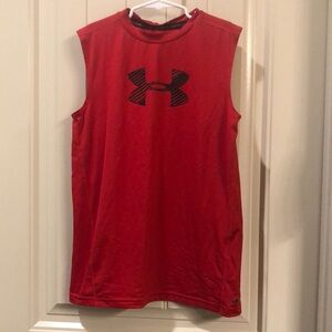 Red dry fit sleeveless Under Armour
